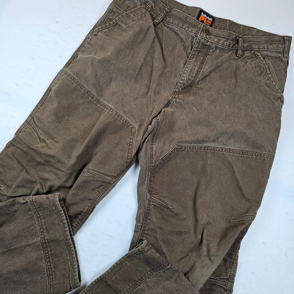 Timberland PRO Mens 40x32 Brown Canvas Double Knee Work Pants Original Fit